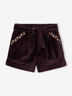 -Short fantaisie en velours lisse fille