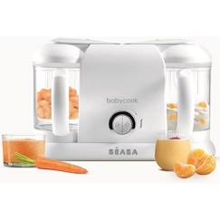 Puériculture-Repas-Robot de cuisine et accessoires-BEABA, Babycook Duo, robot bébé 4 en 1, contenance XXL, blanc