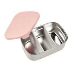 BEABA, Boîte repas enfant en inox, couvercle en silicone et housse de protection, Gris velours et rose poudré  - vertbaudet enfant