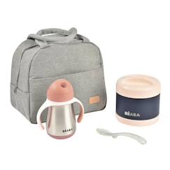 Puériculture-Set repas Beaba On-the-go Old Pink