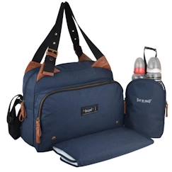 Puériculture-Baby on board-sac à langer -sac titou bleu denim - 2 compartiments 8 poches - sac repas - tapis à langer sac linge sale attaches