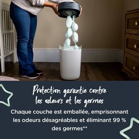 Sangenic - Poubelle à couches + 4 recharges - Twist & Click - Blanc/Gris -  Idée liste de cadeaux