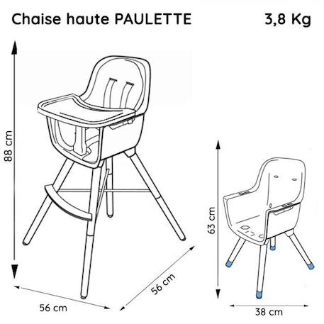 Nania - Chaise Haute évolutive PAULETTE - Dès 6 mois jusqu'à 5 ans - Coussin réversible - Fabriquée en France -  Oregami NOIR 4 - vertbaudet enfant 