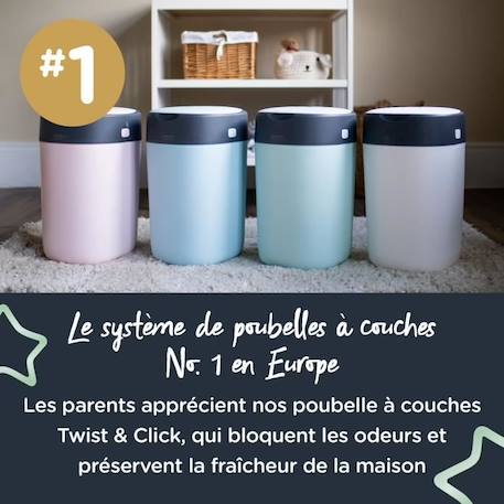 Tommee Tippee Poubelle à couches Twist & Click Advanced blanc, 6 recharges  Greenfilm