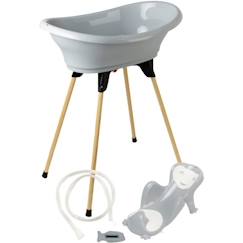 Puériculture-Toilette de bébé-Le bain-THERMOBABY Pack baignoire VASCO 5 en 1 Gris charme - Fabriqué en France