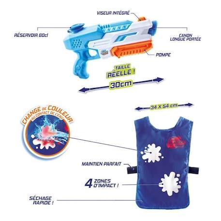 Pistolet à eau Super Blaster Game - Compact Kit avec dossard