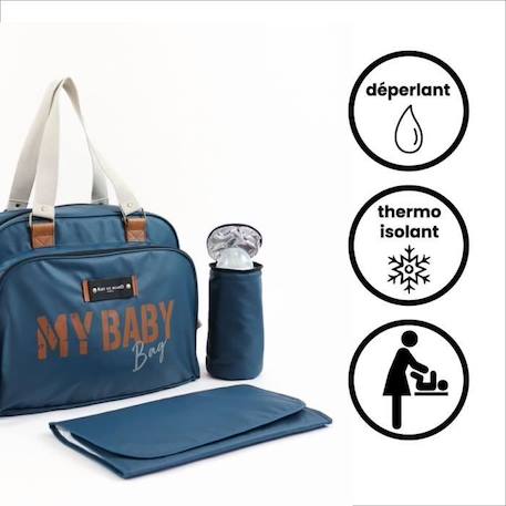 Sac à langer quotidien BABY ON BOARD SIMPLY BABYBAG - Bleu océan - Grande Capacité - Matelas et Porte Biberon Isotherme BLEU 2 - vertbaudet enfant 