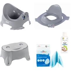 Puériculture-Toilette de bébé-Pot Bébé + Réducteur de WC + Marchepied antidérapant + Matelas à langer jetables + Mousse désinfectante