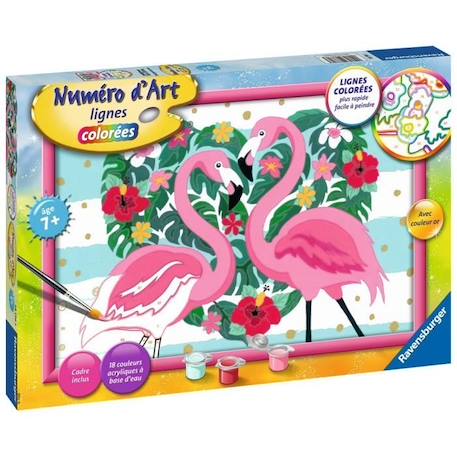 Numéro d'art - grand format - Flamingos amoureux - Ravensburger - Kit complet de Peinture au numéro - Dès 9 ans ROSE 4 - vertbaudet enfant 