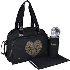 Puériculture-BABY ON BOARD Sac à langer Simply Premium + accessoires - Noir cœur doré