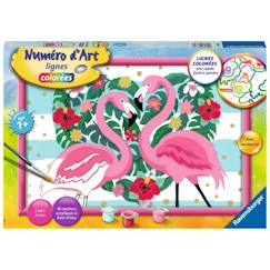 Jouet-Numéro d'art - grand format - Flamingos amoureux - Ravensburger - Kit complet de Peinture au numéro - Dès 9 ans