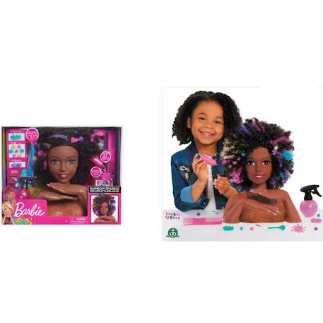 Barbie - Tête à coiffer brune coupe afro - Accessoires inclus - Magique - Giochi Preziosi France ROSE 3 - vertbaudet enfant 