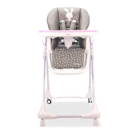 Chaise haute réglable Asalvo Baby Rabbit Rose - 0 mois à 3 ans - Bac à nourriture double BLANC 2 - vertbaudet enfant 