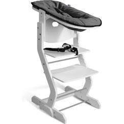 Puériculture-Chaise haute, réhausseur-Chaise haute blanche avec attache bébé - TISSI - Réglable - Mixte - Enfant - Gris