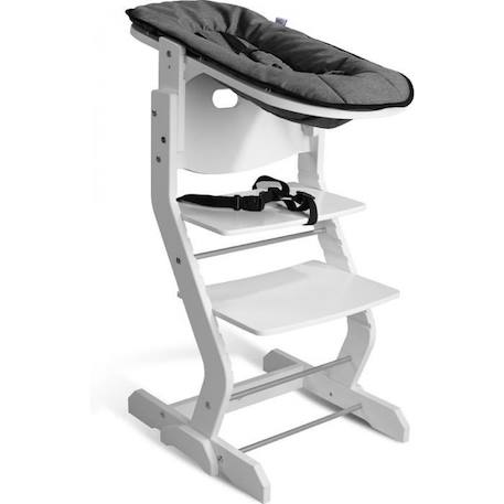 Chaise haute blanche avec attache bébé - TISSI - Réglable - Mixte - Enfant - Gris GRIS 1 - vertbaudet enfant 