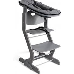 -Chaise haute réglable TISSI - Gris - Attache bébé - Certifiée FSC