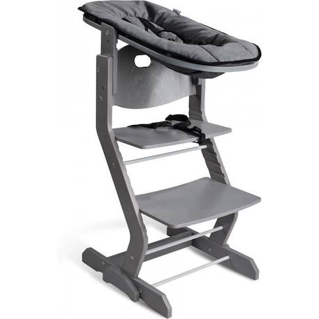 Chaise haute réglable TISSI - Gris - Attache bébé - Certifiée FSC GRIS 1 - vertbaudet enfant 