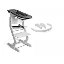 Puériculture-Chaise haute réglable - TISSI - Attache bébé et barreau de sécurité - Blanc