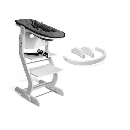 Chaise haute réglable - TISSI - Attache bébé et barreau de sécurité - Blanc BLANC 1 - vertbaudet enfant 