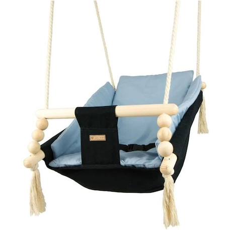 Bascule pour bébé Velinda - Noir, Bleu clair - Style scandinave en bois et coton de haute qualité BLEU 2 - vertbaudet enfant 
