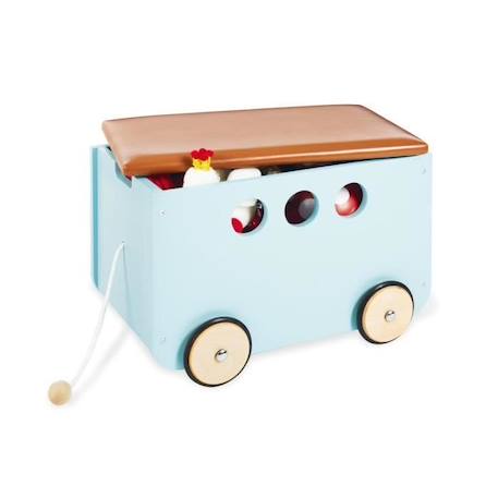 Coffre à jouets avec roues Pinolino Jim Bleu - Bois - Capacité de charge 20 kg BLEU 1 - vertbaudet enfant 