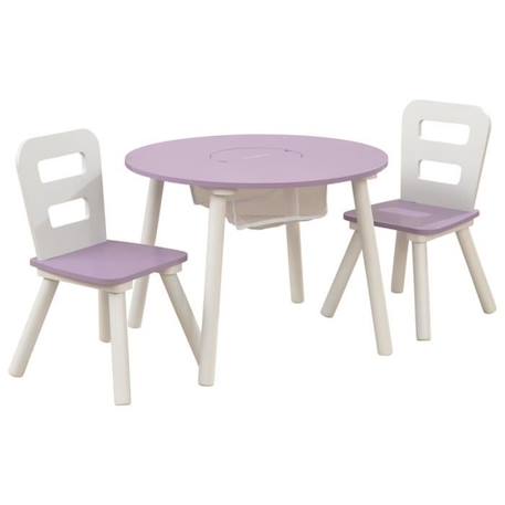 KidKraft Table de rangement et chaises enfant Ronde Lavande et blanc BLANC 2 - vertbaudet enfant 