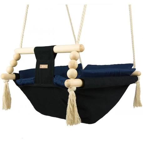 Bascule pour bébé - VELINDA - Noir, Bleu marine - Style scandinave BLEU 1 - vertbaudet enfant 