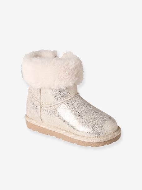 Boots enfant fille fourrées zippées beige doré+marron 1 - vertbaudet enfant 