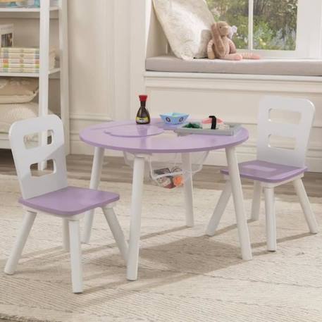 KidKraft Table de rangement et chaises enfant Ronde Lavande et blanc BLANC 4 - vertbaudet enfant 