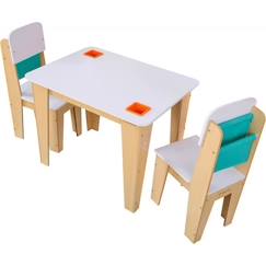 Chambre et rangement-Chambre-Bureau, table-KidKraft - Ensemble de meubles table et 2 chaises de rangement Pocket en bois – Naturel