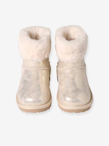 Boots enfant fille fourrées zippées beige doré+marron 4 - vertbaudet enfant 