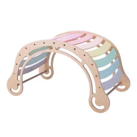 KateHaa - Bascule XXL Waldorf en bois aux couleurs pastel - Arche d'escalade intérieure / Structure d'escalade pour enfants MARRON 1 - vertbaudet enfant 