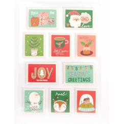 Linge de maison et décoration-Graine Creative - 10 stickers timbres Noel effet 3D glitter