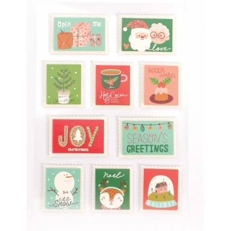 Graine Creative - 10 stickers timbres Noel effet 3D glitter ROUGE 1 - vertbaudet enfant 