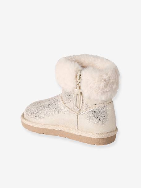 Boots enfant fille fourrées zippées beige doré+marron 3 - vertbaudet enfant 