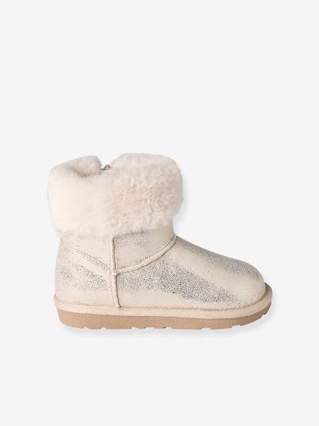 Boots enfant fille fourrées zippées beige doré+marron 2 - vertbaudet enfant 