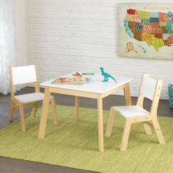 Chambre et rangement-KidKraft - Ensemble table moderne + 2 chaises - Blanc