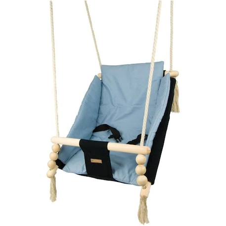 Bascule pour bébé Velinda - Noir, Bleu clair - Style scandinave en bois et coton de haute qualité BLEU 3 - vertbaudet enfant 