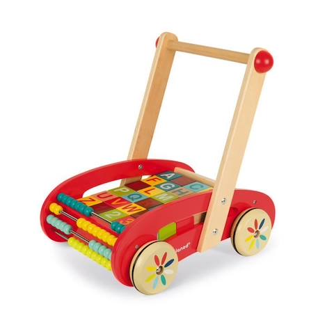 Chariot ABC Buggy Tatoo - JANOD - 30 cubes en bois - Dès 1 an - Rouge ROUGE 3 - vertbaudet enfant 