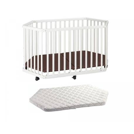 Parc bébé - TISSI - Parc Playpen blanc - Pliable - Matelas assorti - Hêtre massif BLANC 1 - vertbaudet enfant 