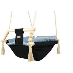 Jouet-Bascule pour bébé Velinda - Noir, Bleu clair - Style scandinave en bois et coton de haute qualité