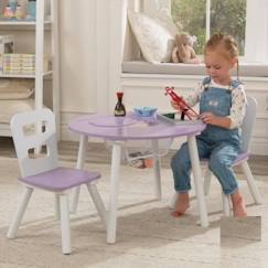 Chambre et rangement-KidKraft Table de rangement et chaises enfant Ronde Lavande et blanc