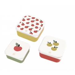 Puériculture-Repas-Vaisselle, coffret repas-Petit Jour - Lot de 3 lunch box Les pomme