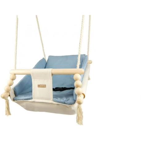 Bascule pour bébé Velinda - Style scandinave - En bois et coton de haute qualité - Crème, bleu clair BLEU 2 - vertbaudet enfant 