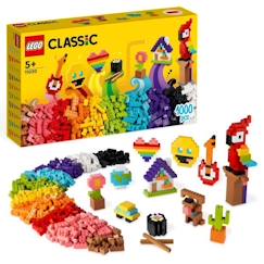Jouet-Jeux d'imagination-LEGO® Classic 11030 Briques à Foison, Jouet Briques avec Perroquet, Fleur et Emoji, Cadeau