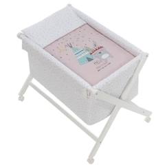 Puériculture-Lit de voyage et accessoires sommeil-Lit parapluie, couffin, berceau-Interbaby - Berceau Petit Indien 90 x 55 cm bois rose/blanc