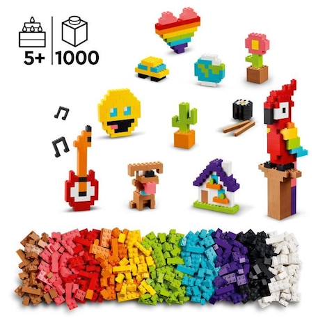 LEGO® Classic 11030 Briques à Foison, Jouet Briques avec Perroquet, Fleur et Emoji, Cadeau JAUNE 3 - vertbaudet enfant 