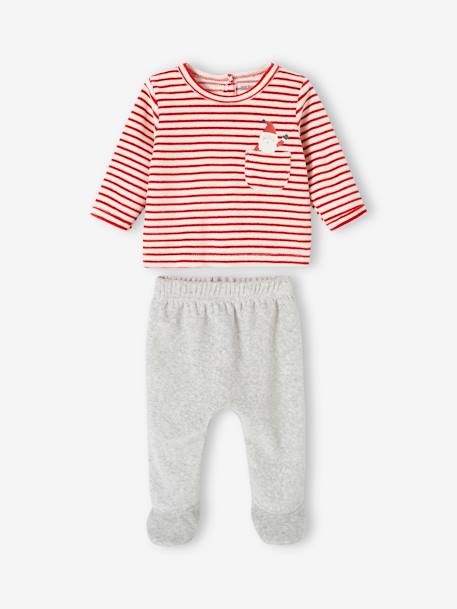 Pyjama de Noël en velours bébé gris chiné 1 - vertbaudet enfant 