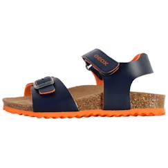 Chaussures-Chaussures fille 23-38-Sandales enfant Geox - Cuir - Marine/Orange - Scratch et boucle