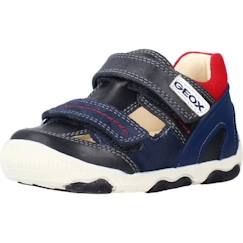 Chaussures-Chaussures garçon 23-38-Basket Cuir Enfant Geox - Marine/Rouge - Scratch réglable - Confort exceptionnel